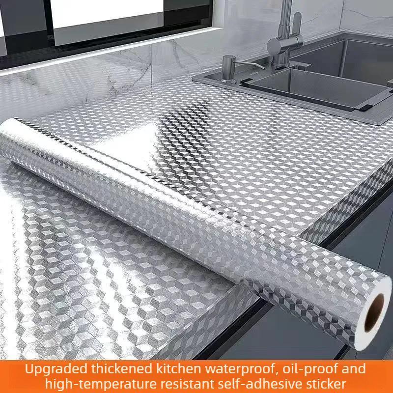 Thickened Aluminum Foil Sticker Kitchen Oil-proof Mold-proof Waterproof Moisture-proof Cabinet Mat Drawer Liner Self-adhesive Extra Thick for Kitchen Use