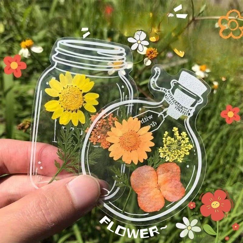 Handmade DIY Bookmark Kit — Transparent Plant Specimen & Dried Flower Labels for Glass Bottles